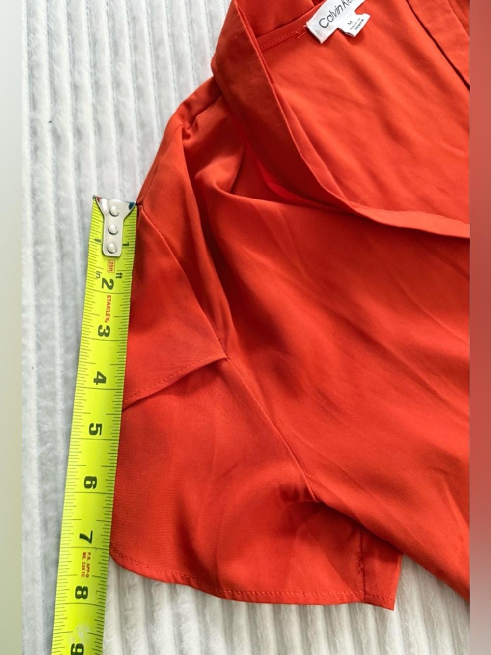 NWOT Calvin Klein Women's Orange Silky Tulip-Sleeve Blouse Medium - Picture 7 of 14